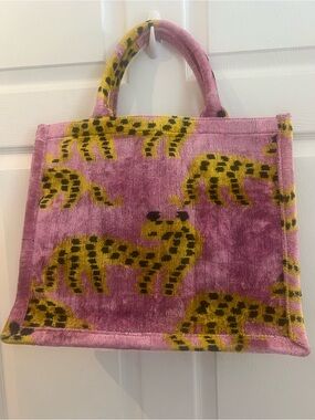 Baldiz Pink Velvet Leopard Print Tote Bag